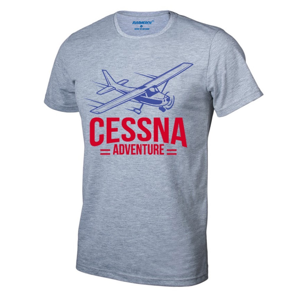 

Футболка с самолётом Cessna-Adventure  серый меланж, Футболка с самолётом Cessna-Adventure XL серый меланж