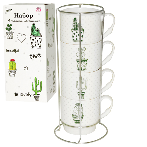 

Чашки на стойке Cactus 320мл 5 пр MSN-021-04-03