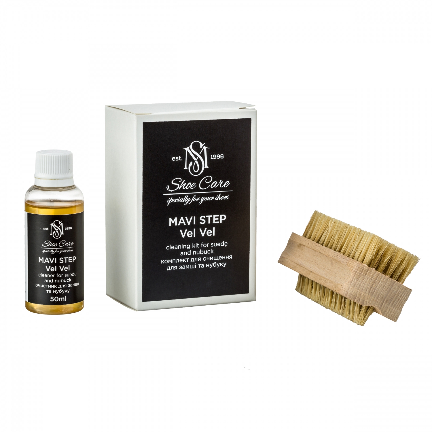 

Очиститель для обуви из замши и нубука MAVI STEP Комплект Vel Vel Kit 50 ml