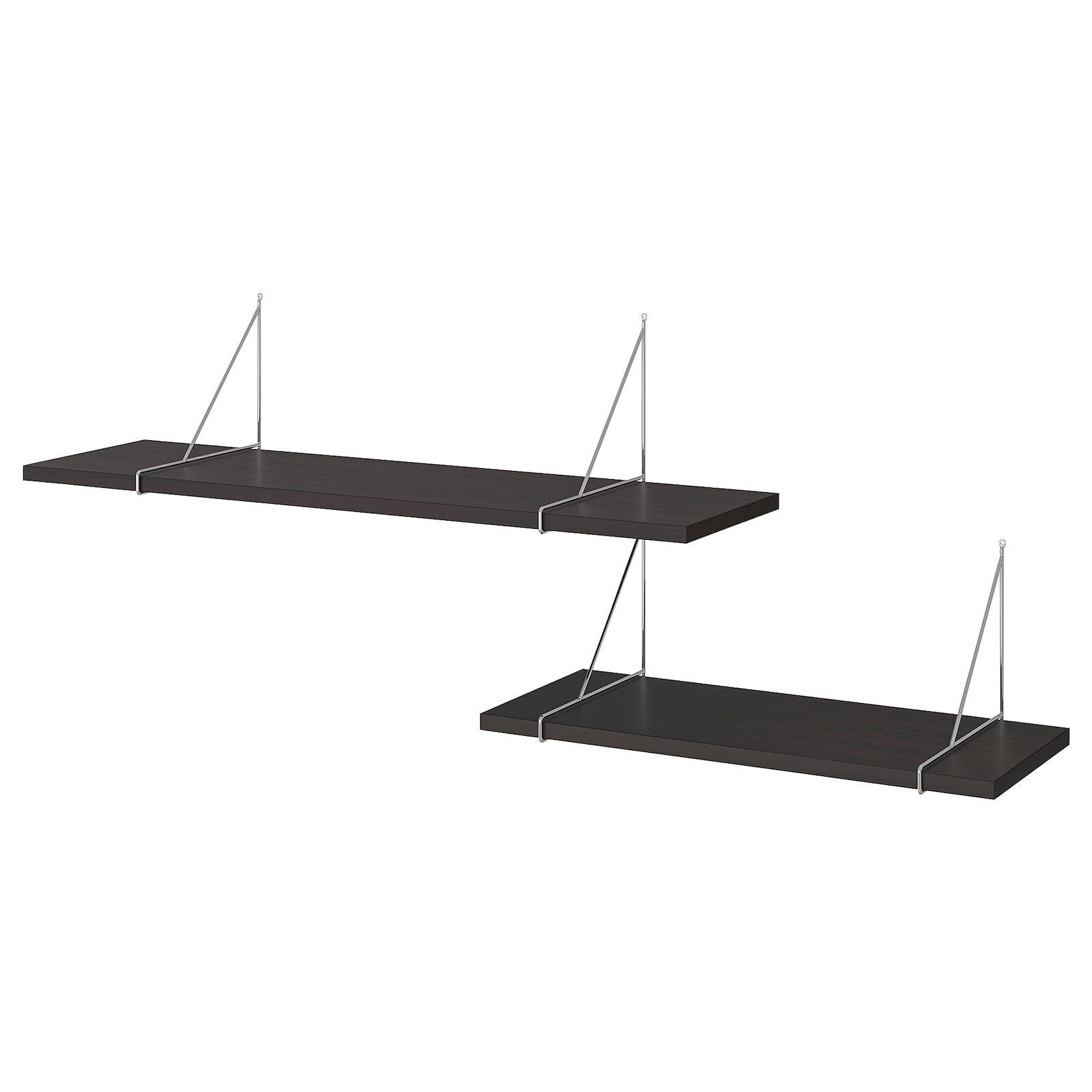 

Полка IKEA BERGSHULT/PERSHULT навесная 120x30 см коричнево-чёрный, хромированный 692.911.72