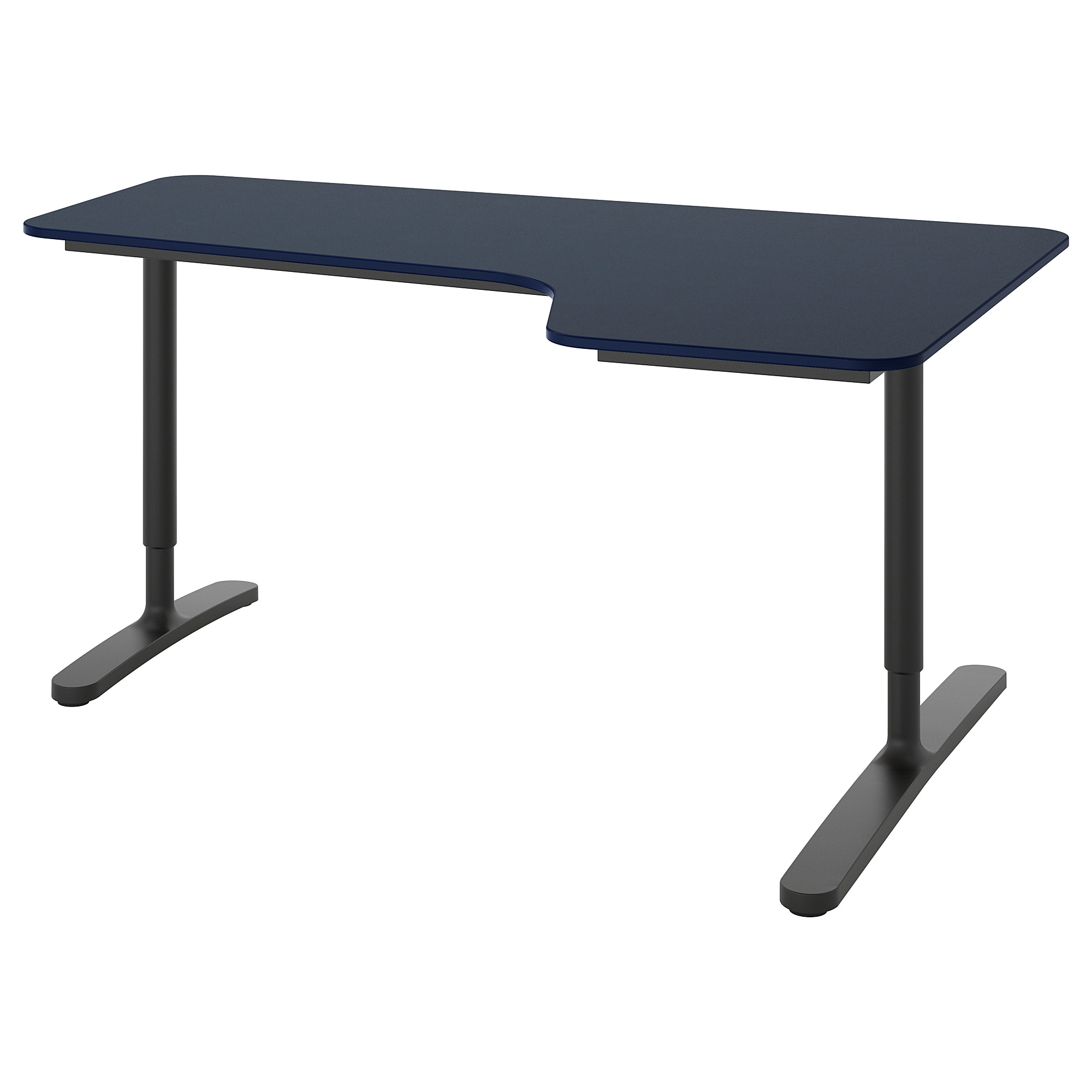 

Стол письменный угловой IKEA BEKANT 160x110 см линолеум синий, черный 992.828.83
