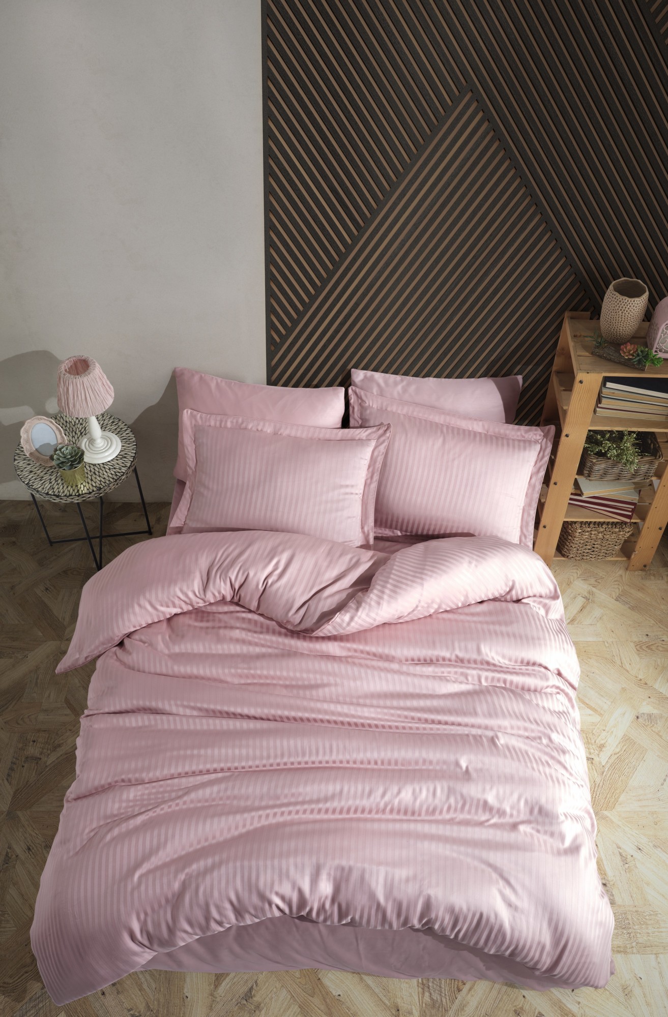 

КПБ HOBBY Exclusive Sateen Diamond Cizgili пудра 200*220/4*50*70