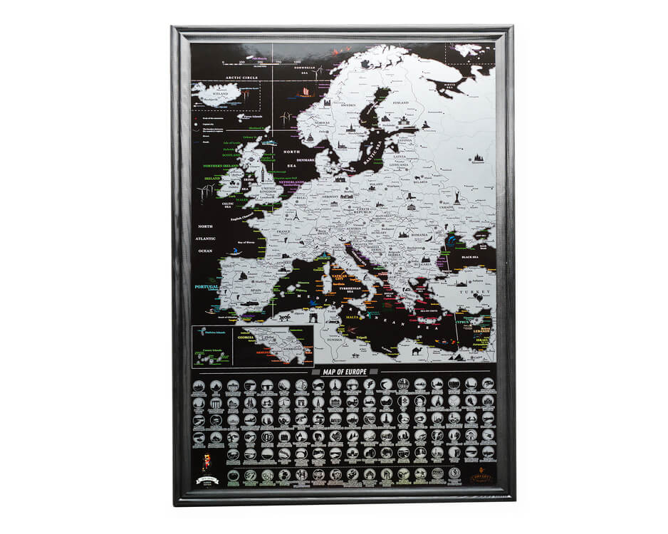 

Скретч карта Европы MyMap Europe edition в Раме Black Wood 45x65см