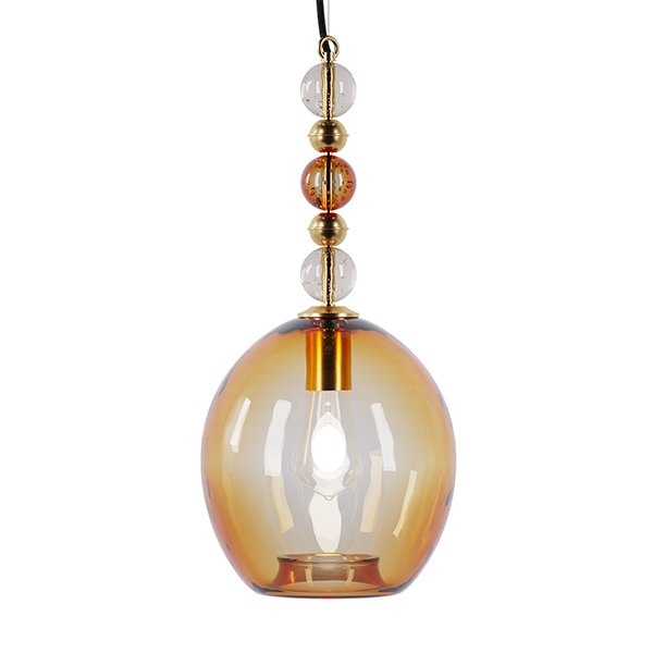 

Подвесной светильник для кухни, спальни, бара, прихожей, коридора Colorglass Balls 5434-5 стекло оранжевый/латунь коричневый PikArt