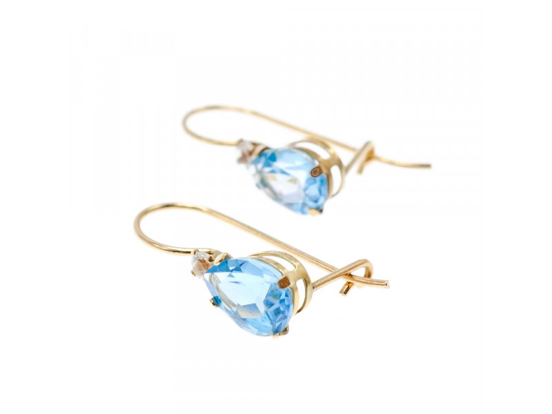 

Золотые серьги 10К (417 проба) с Топазом и Бриллиантами Sky Jewelry 001648