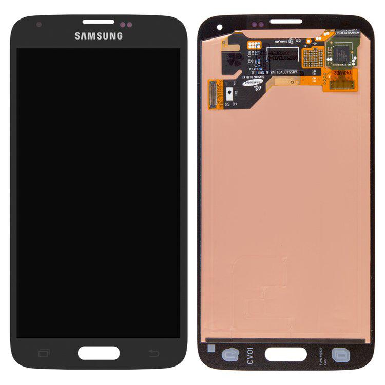 

Дисплей для Samsung G900 Galaxy S5, чорний, із сенсорним екраном, оригінал (переклеєне скло)