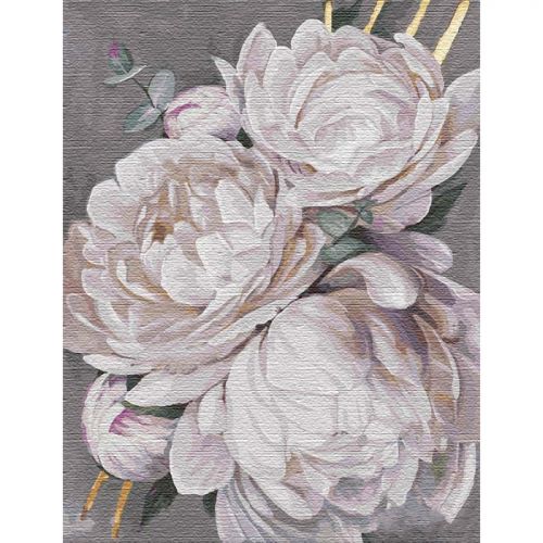 

Картина по номерам Идейка Белоснежные пионы с золотой краской (big) КНО13115