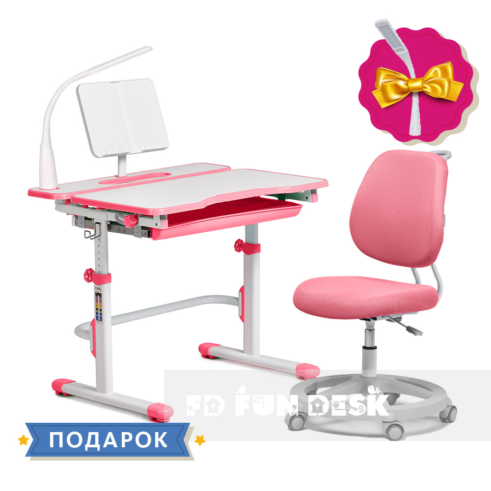 

Комплект для девочки растущая парта Cubby Fressia Pink + эргономичное кресло FunDesk Pratico Pink