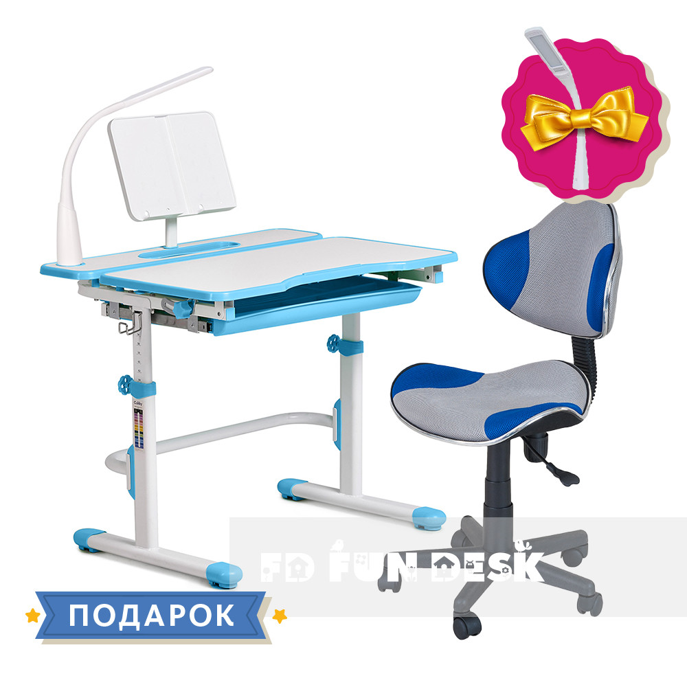 

Комплект для мальчика растущая парта Cubby Fressia Blue + компьютерное кресло FunDesk LST3 Blue-Grey