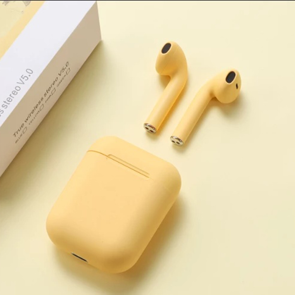 

Беспроводные наушники блютуз гарнитура inPods 12 simple TWS bluetooth V5.0 сенсорные. Цвет: желтый