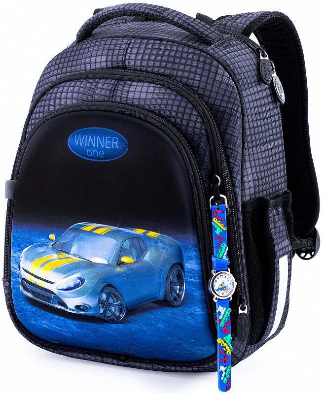 

Школьный ранец Winner One 29х14х36 см черный (5008)