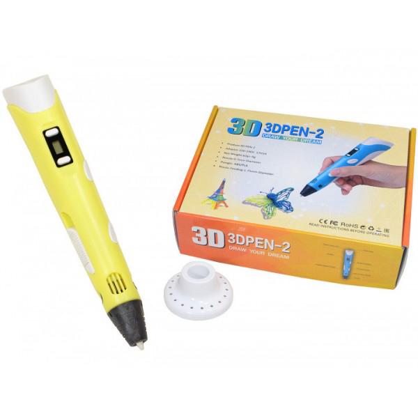 

3D ручка Smart 3D Pen 2 c LCD дисплеем. Цвет: желтый