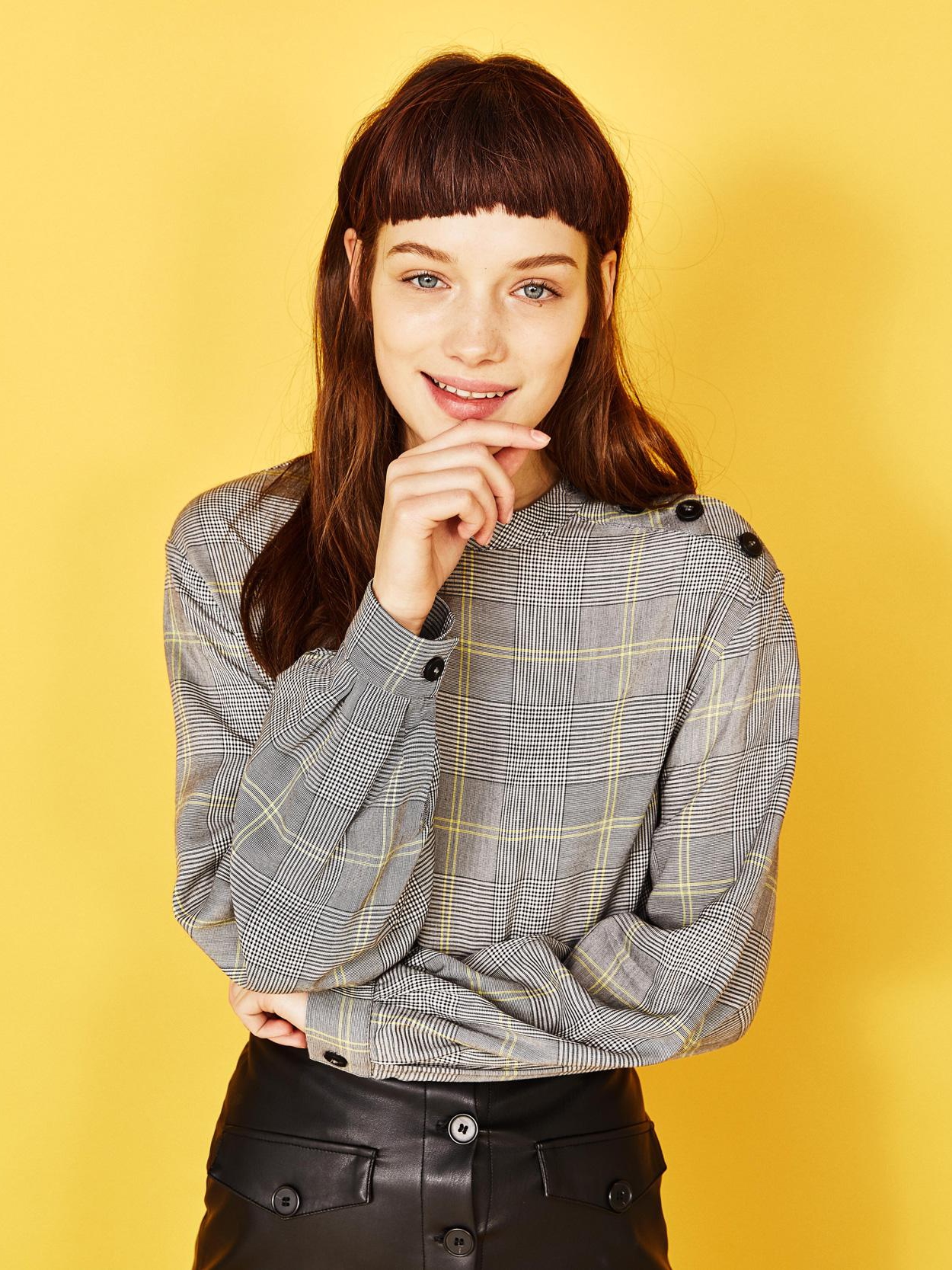 

Блуза Bershka 0734/187/810-ACSX S Серая с бордовым