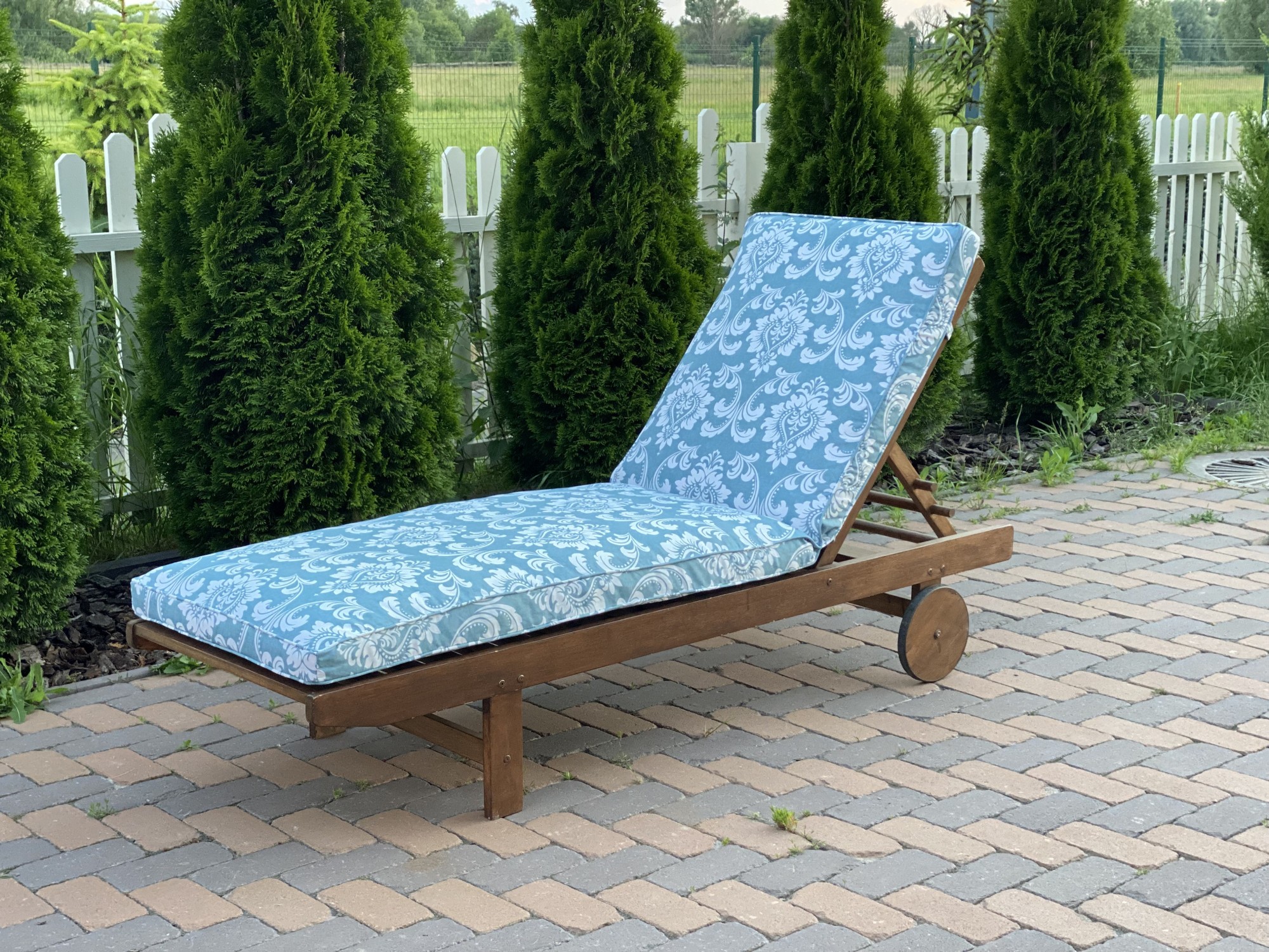 

Матрас на шезлонг водооталкивающий серия Elit Flowers 180*60*6 Синий в узоры