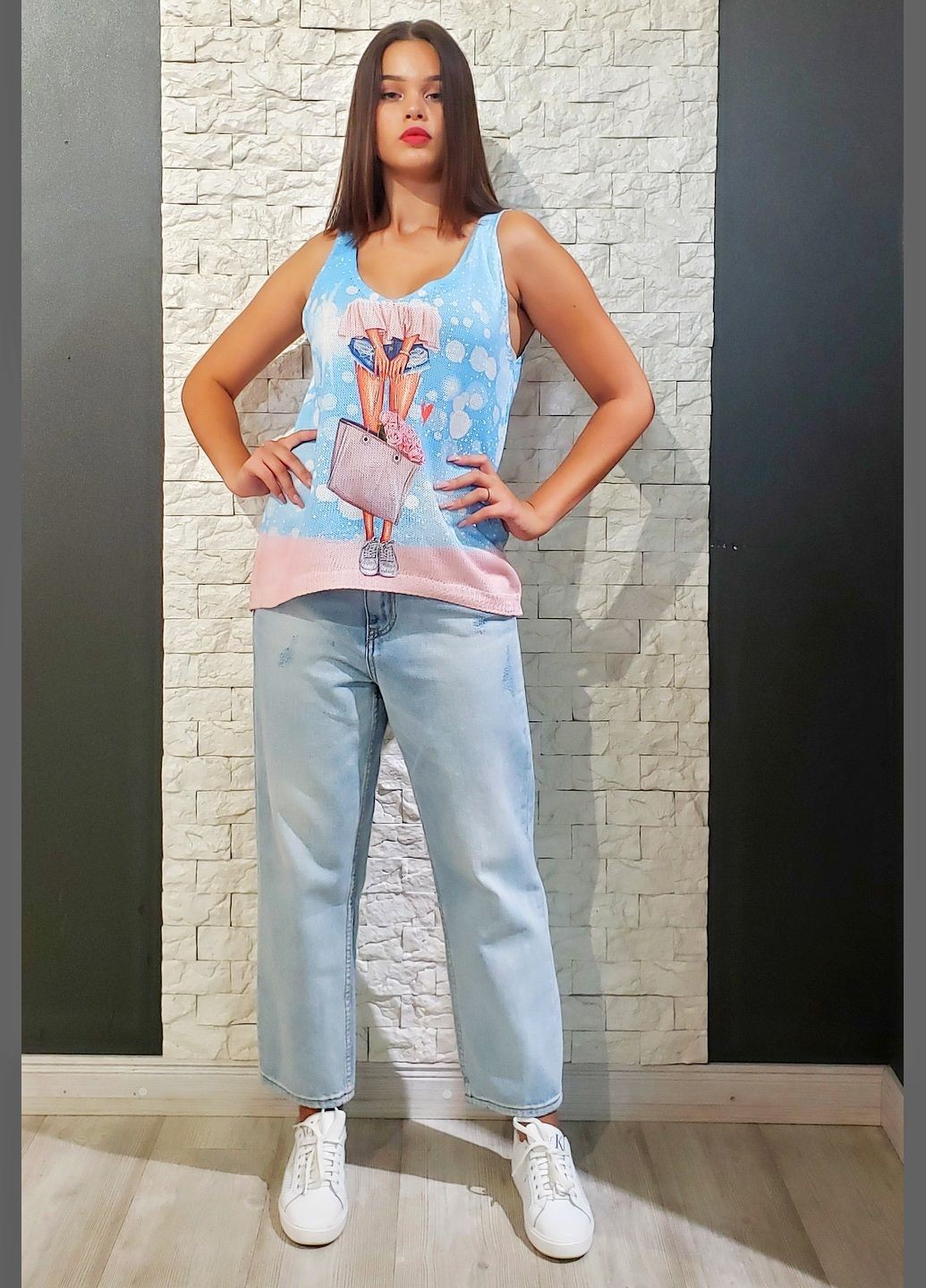 

Майка Di classe голубой  4-1013, Майка Di classe голубой One size 4-1013