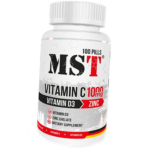 

Витамин С, Д3 и Цинк, Vitamin C + D3 + Zinc Tab, MST 100таб (36288011)