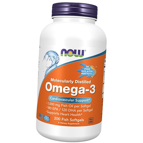 

Омега 3, Omega-3 1000 Fish Gelatin, Now Foods 200гелкапс (67128028)