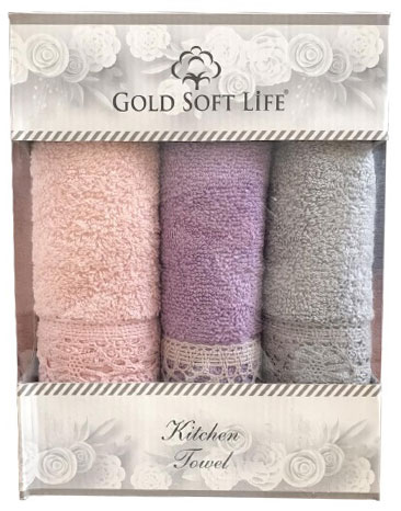 

Набор кухонных полотенец Gold Soft Life V04 Кружево Махра 30х50 3 шт (ts-02599)
