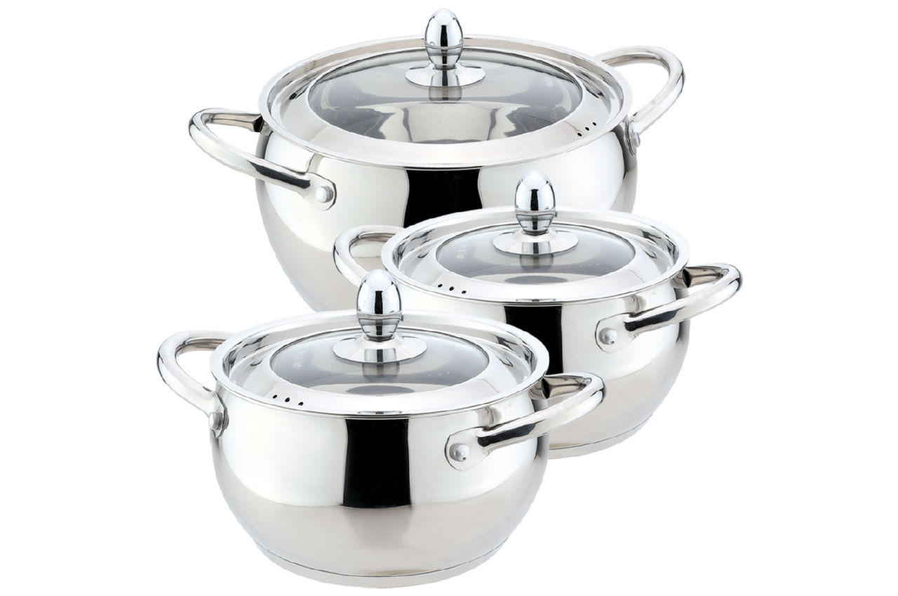 

Набор посуды нержавеющий Maestro - 1,5 х 2 х 4 л, (3 шт.) MR-3509-6M