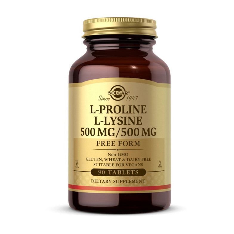 

Аминокислоты L-пролин L-лизин Солгар / Solgar L-Proline L-Lysine 500 mg/500 mg (90 tab)