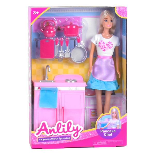 

Кукла с кухней и посудой Anlily 28 см набор игровой для девочек (7837428)