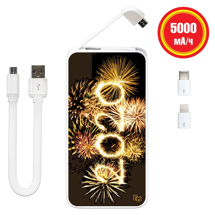 

FM Новогодняя УМБ (повербанк) с принтом 2020 5000 mAh (E505-46)