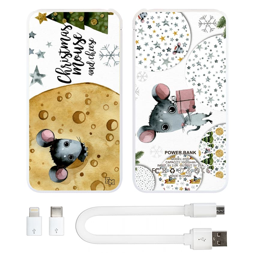 

FM Power Bank с принтом Новогодний сыр, 10000 мАч (E510-45)