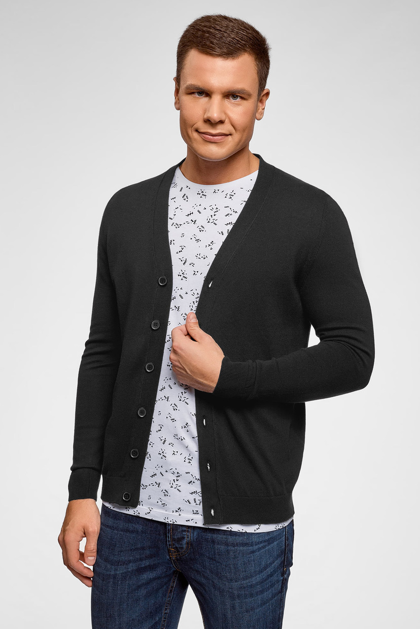

Мужской черный кардиган Oodji XXL 4B612002M/39796N/2901N