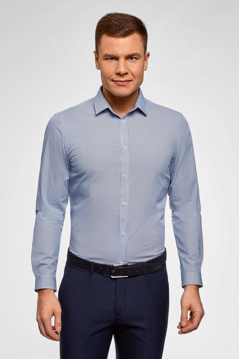 

Мужская голубая рубашка Oodji 38-182 3L110356M/44425N/1075G