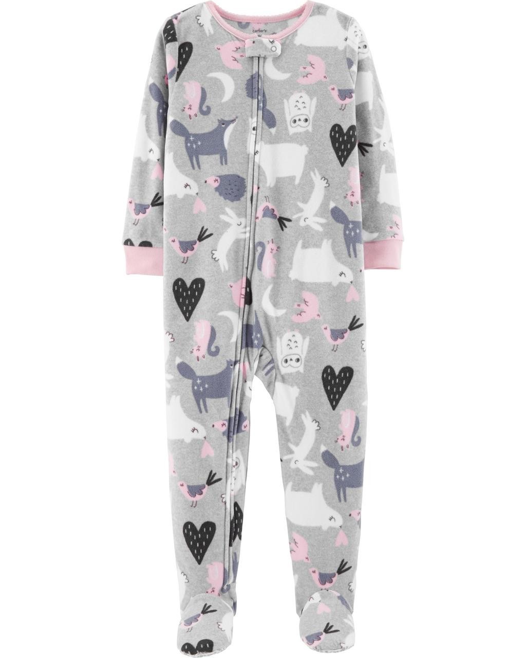 

Флісовий чоловічок carter's для дівчинки 1.5 р на зріст 81 см сірий з принтом