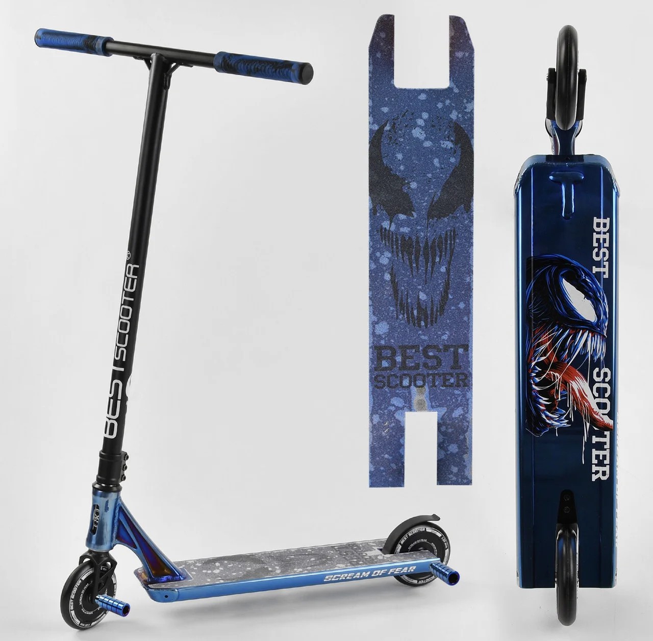 

Самокат трюковий Best Scooter 44374 VENOM с пегами Чорный с синим