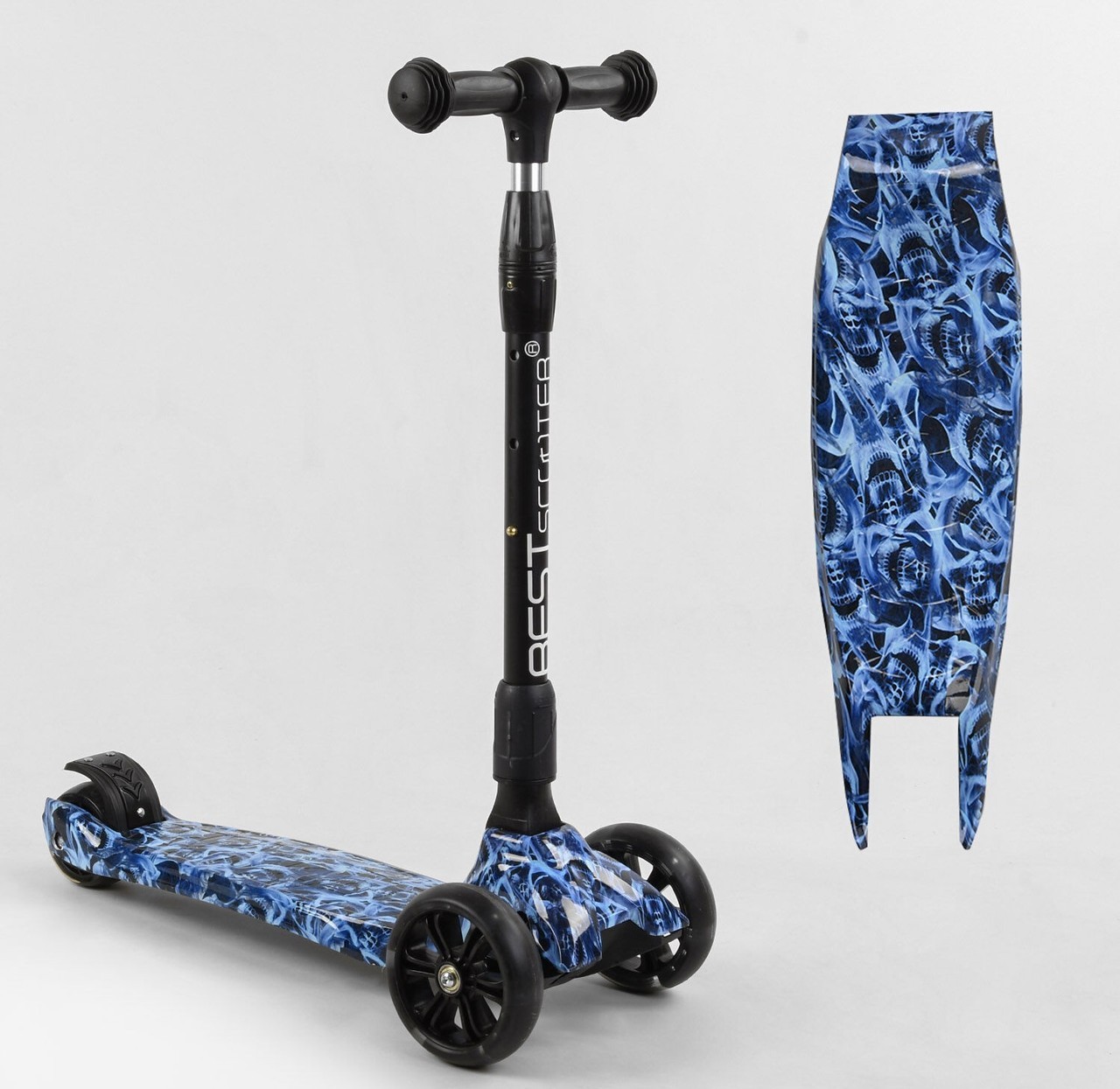 

Самокат Best Scooter 24 601 синий принт складной до 60 кг колеса светяться