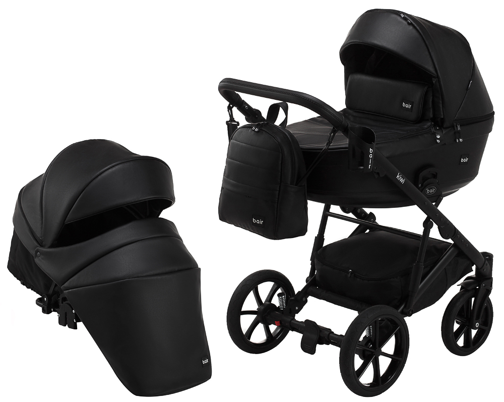 

Коляска 2 в 1 Bair Kiwi кожа 100% BK-15 черный