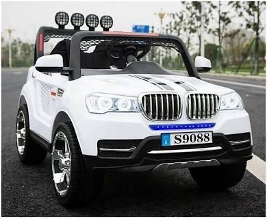 

Двухместный детский электромобиль Джип BMW (БМВ) мотор 4х45W 4WD кожа EVA-резина белый Bambi
