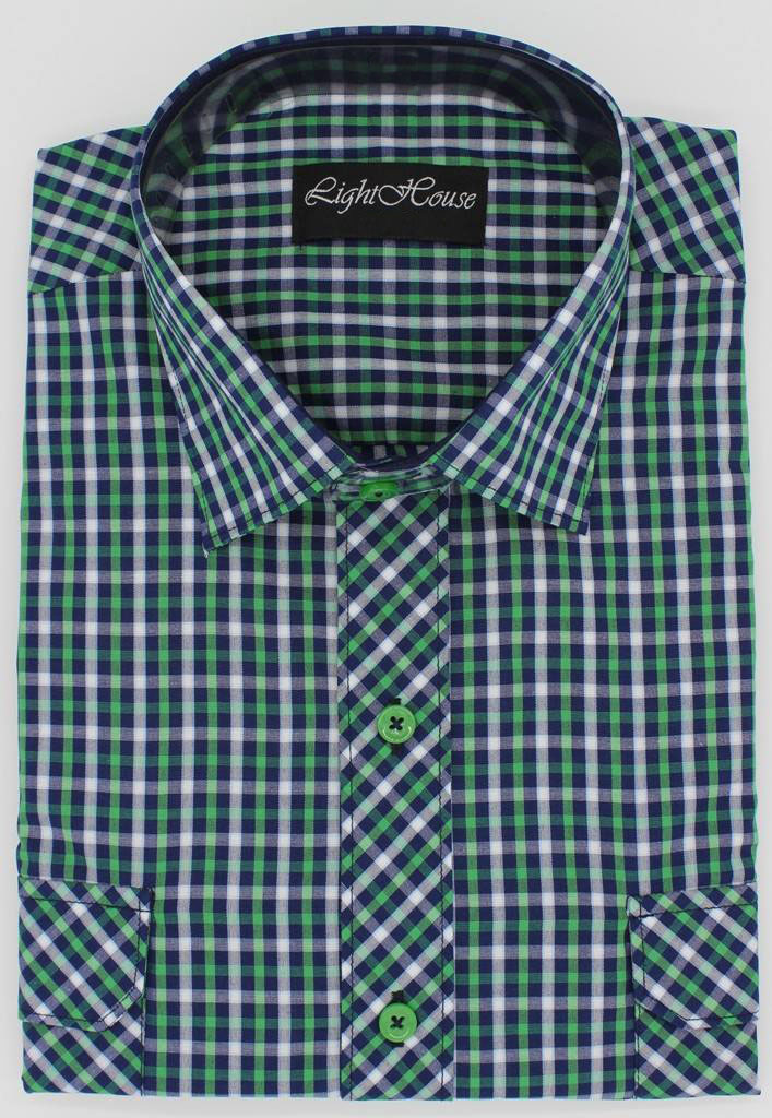 

Сорочка Lighthouse /176-182 (slim-fit) темносиня в зелену та білу клітинку, Сорочка Lighthouse 41/176-182 (slim-fit) темносиня в зелену та білу клітинку