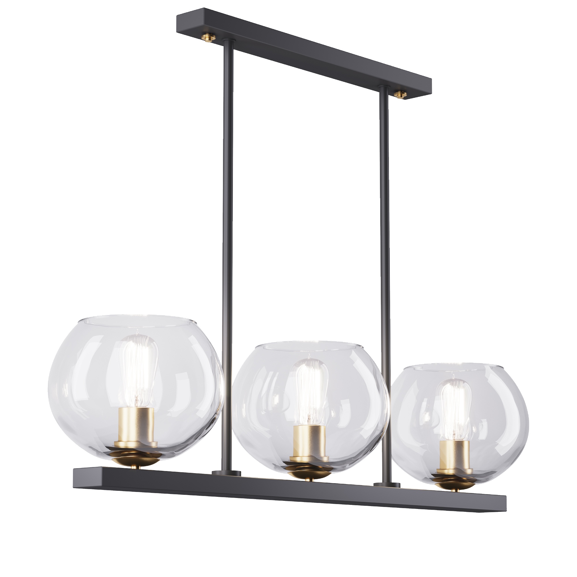 

Подвесная люстра для гостиной, спальни, кафе, офиса 3glass R 4634-1 стекло прозрачный/сталь черный PikArt