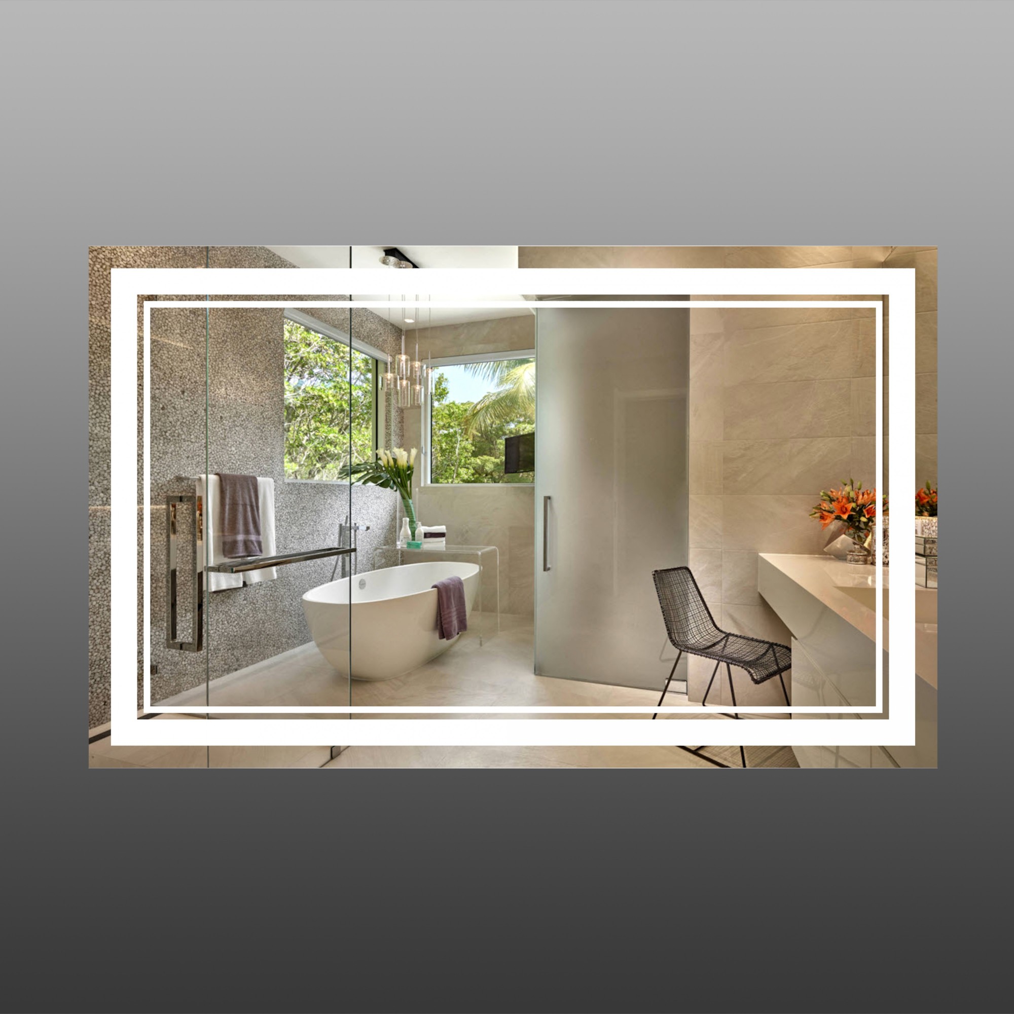 

Зеркало прямоугольное настенное с подсветкой и диммером 1300x800мм АртДекор LED 5