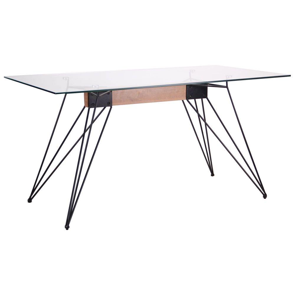 

Стол обеденный для кухни, гостиной металлический Каттани черный со стеклянной столешницей AMF