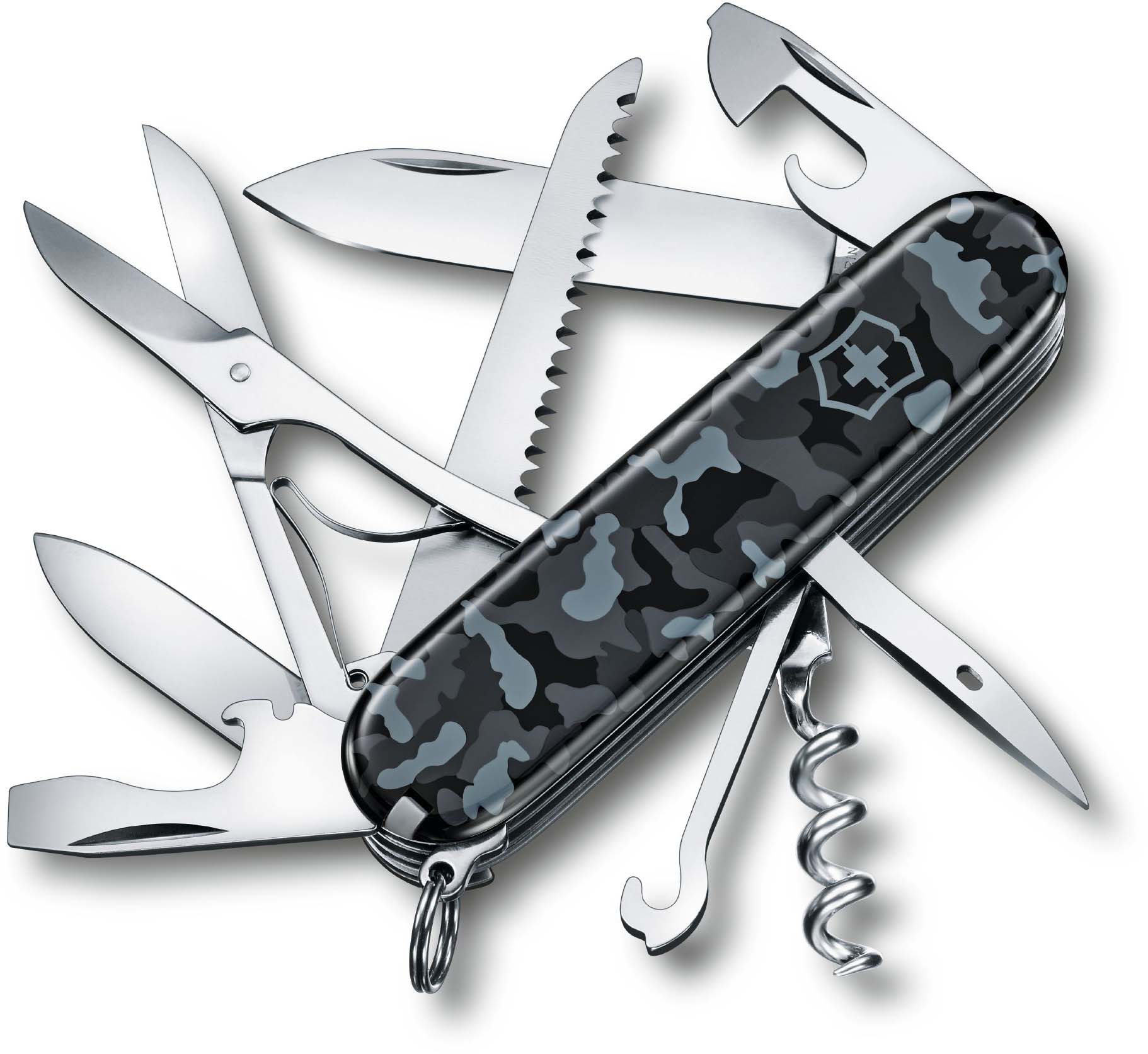 

Складной нож Victorinox HUNTSMAN 91мм/15функ/син.камуфляж /штоп/ножн/пила/крюк Vx13713.942