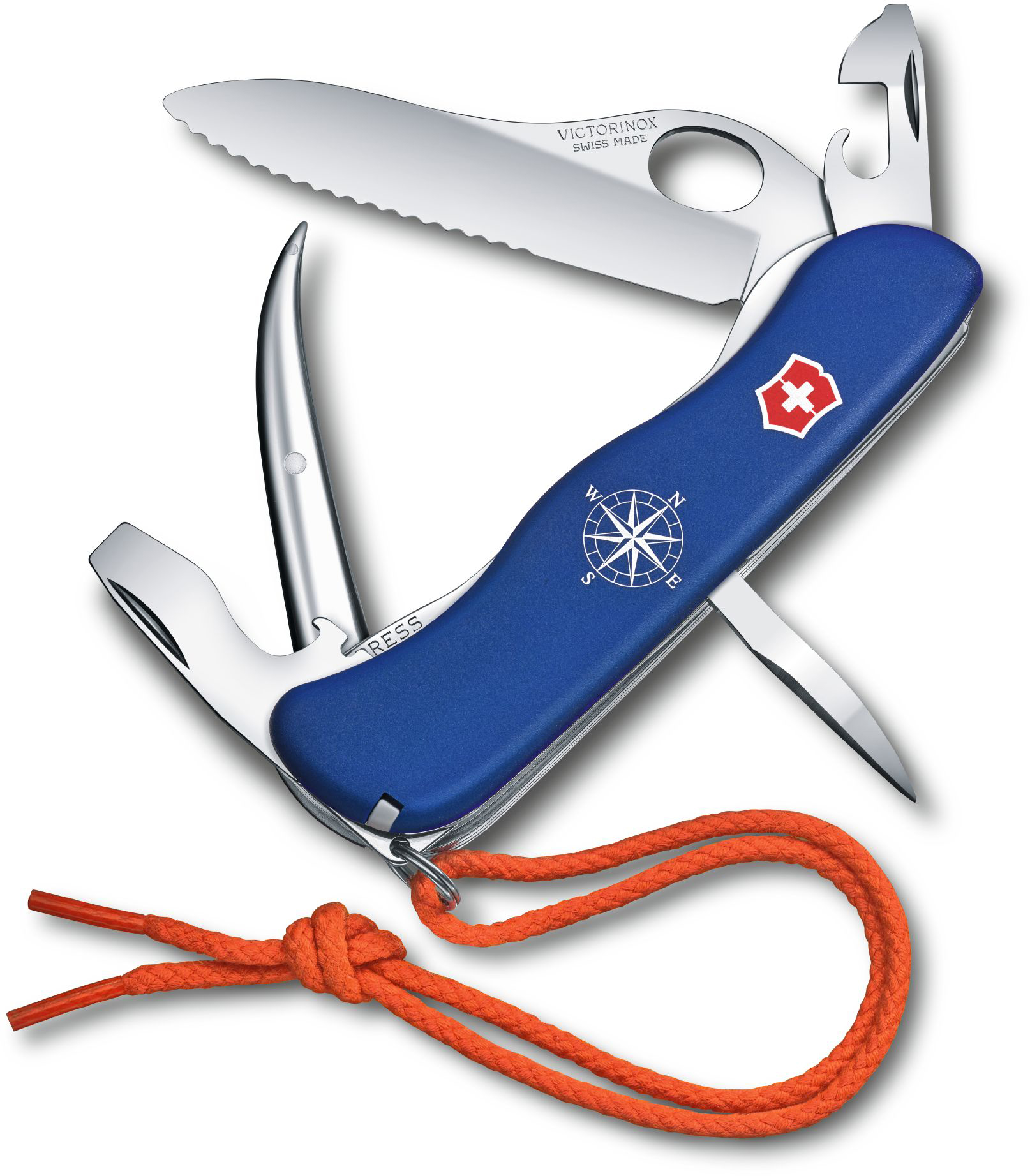 

Складной нож Victorinox SKIPPER PRO 111мм/12функ/син.мат /волн/lock/свайка Vx08503.2MW