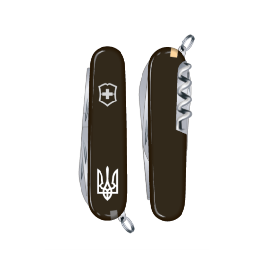 

Складной нож Victorinox WAITER UKRAINE 84мм/1сл/9предм/черн /штоп /Трезубец.бел. Vx03303.3R1