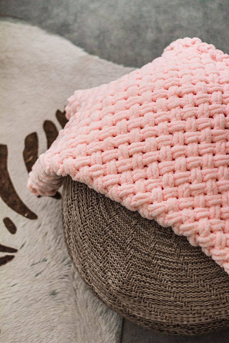 

Плед Детский Плюшевый Will Be Soft Вязаный Плетенка 85 х 85 см Персиковый