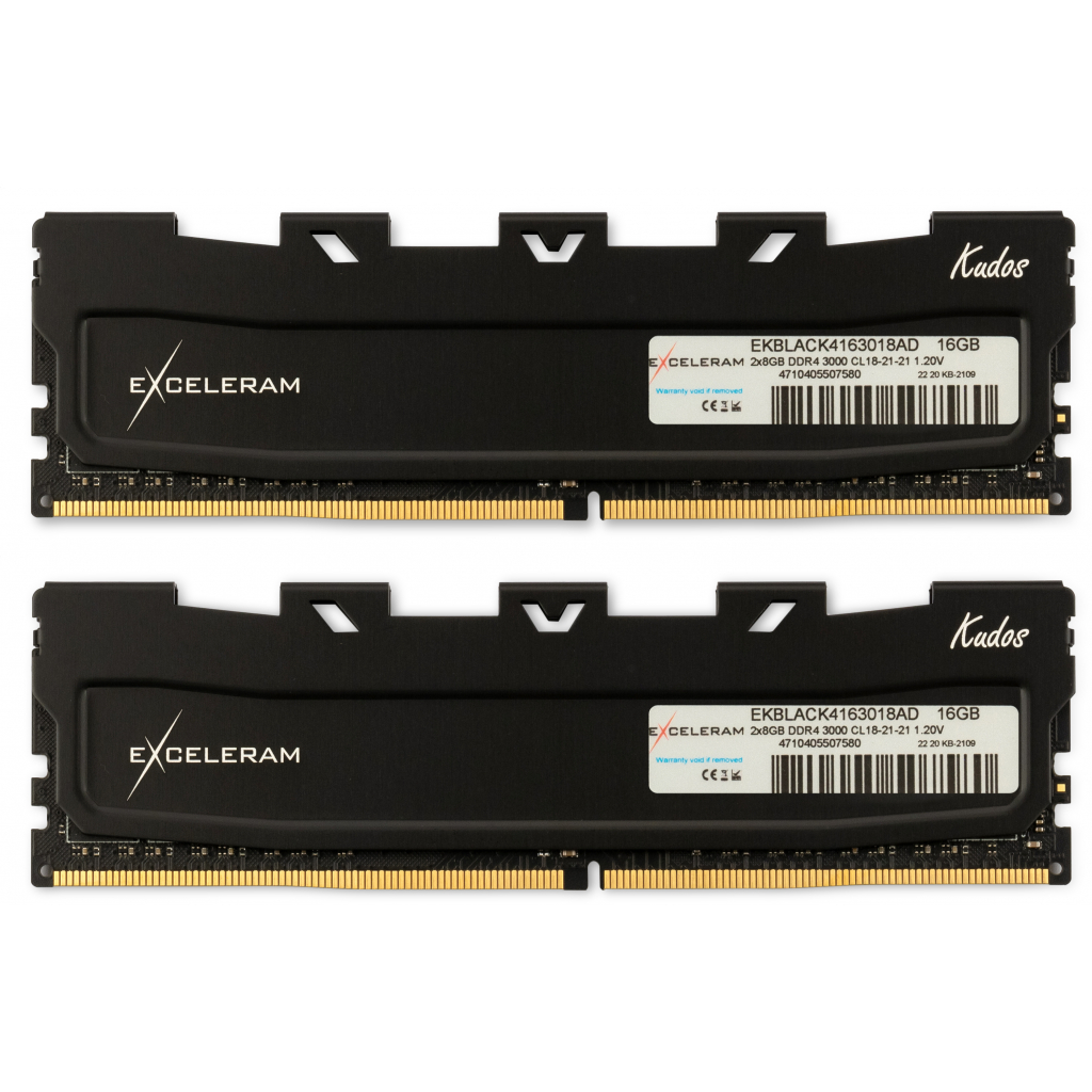 

Модуль памяти для компьютера DDR4 16GB (2x8GB) 3000 MHz Black Kudos eXceleram (EKBLACK4163018AD)