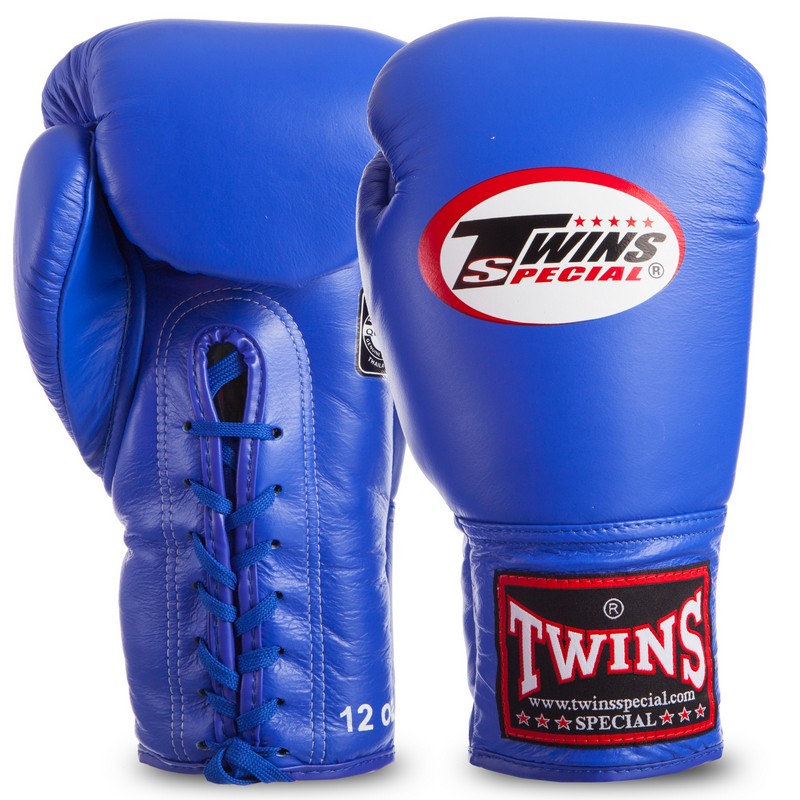 

Перчатки боксерские кожаные на шнуровке TWINS BGLL1 Синий 12oz