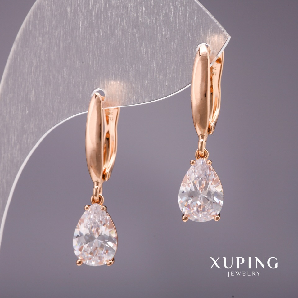 

Серьги Xuping Капли с камнями цвет белый 27х7мм позолота 18к, ida34032