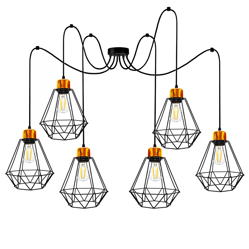 

Люстра стельова павук Light House SRS-16089/6 чорна+золото
