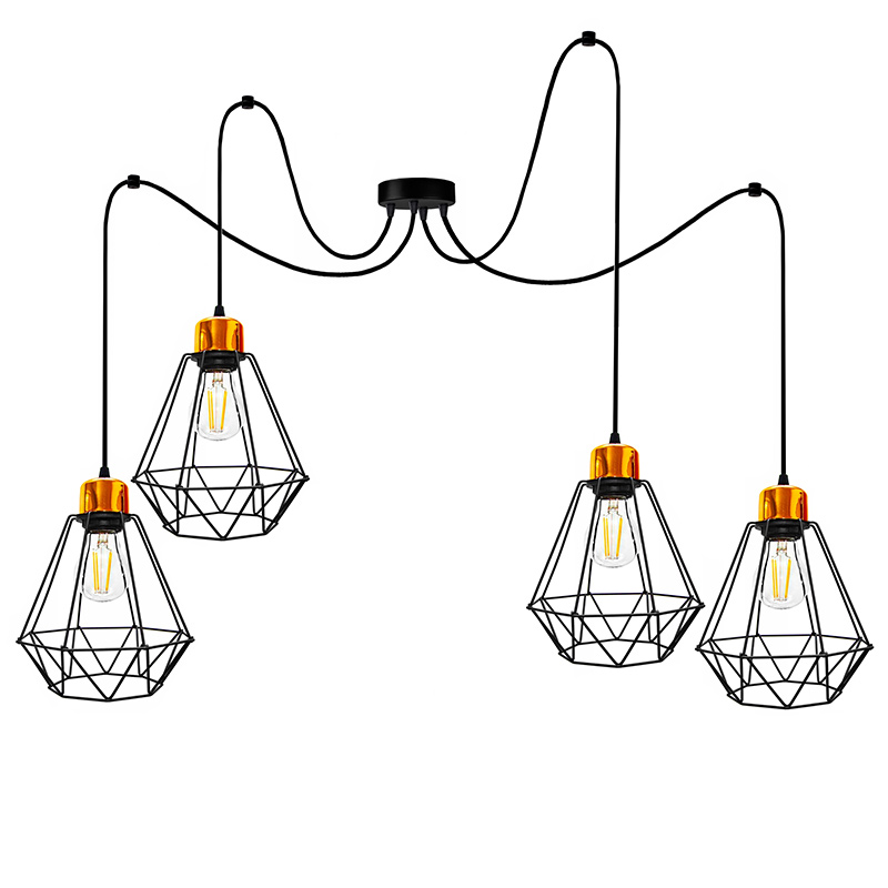 

Люстра стельова павук Light House SRS-16089/4 чорна+золото