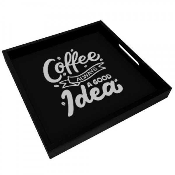 

Поднос деревянный с принтом "Coffee always" Presentvelle поднос для сервировки 33х33х4 см столик для завтрака деревянный столик для завтрака