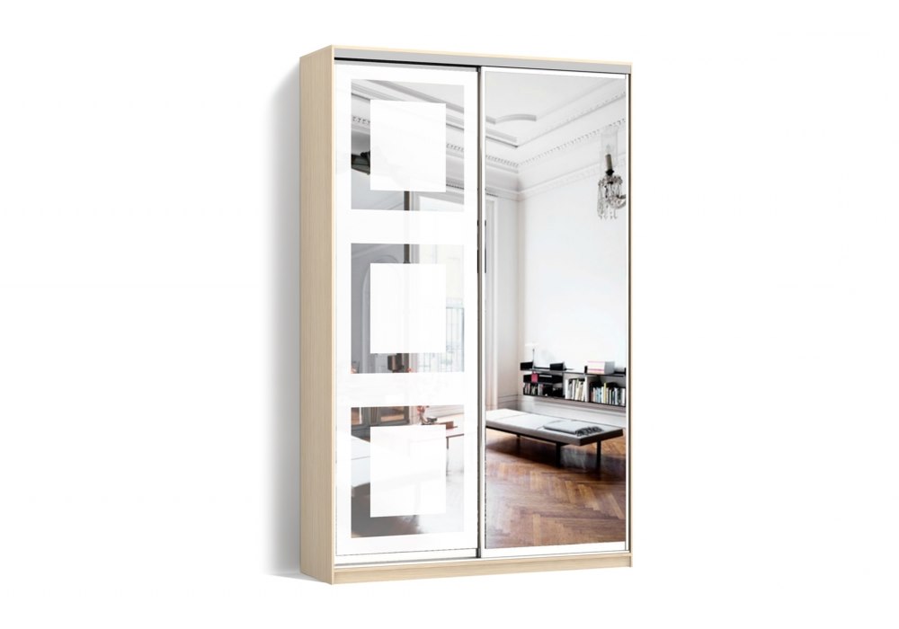 

Шкаф-купе LuxeStudio 2 двери Зеркало/Пескоструй рисунок 66 цвет Дуб молочный CLS - II 160 x 210 x 45 см