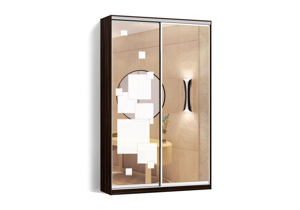 

Шкаф-купе LuxeStudio 2 двери Зеркало/Пескоструй рисунок 52 цвет Зебрано CLS - I 120 x 240 x 45 см